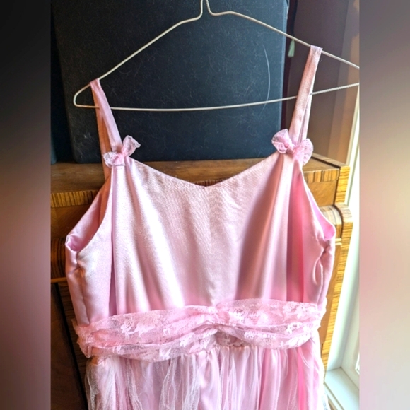 Pink Ruffled Tiered Gown with lace cardigan - Picture 6 of 8